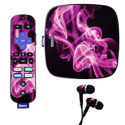 MightySkins Skin for Roku Ultra - Pink Flames | Protective, Durable, and Unique Vinyl Decal wrap Cover | Easy to Apply, Remove, and Change Styles | Made in The USA
