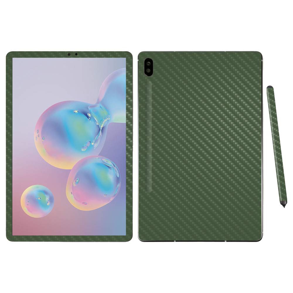 MightySkins Carbon Fiber Skin For Samsung Galaxy Tab S6 10.5" - Solid Olive | Protective, Durable Textured Carbon Fiber Finish | Easy To Apply, Remove, and Change Styles | Made in the USA (CF-SAGTAS6-Solid Olive)