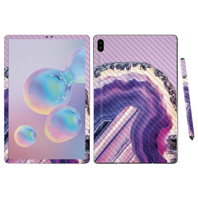 MightySkins Carbon Fiber Skin For Samsung Galaxy Tab S6 10.5" - Purple Agate | Protective, Durable Textured Carbon Fiber Finish | Easy To Apply, Remove, and Change Styles | Made in the USA, Model Number: CF-SAGTAS6-Purple Agate