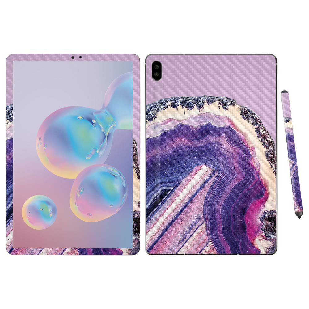 MightySkins Carbon Fiber Skin For Samsung Galaxy Tab S6 10.5" - Purple Agate | Protective, Durable Textured Carbon Fiber Finish | Easy To Apply, Remove, and Change Styles | Made in the USA, Model Number: CF-SAGTAS6-Purple Agate