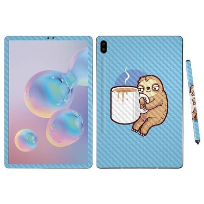 MightySkins Carbon Fiber Skin For Samsung Galaxy Tab S6 10.5" - Good Morning Sloth | Protective, Durable Textured Carbon Fiber Finish | Easy To Apply, Remove, and Change Styles | Made in the USA, Model Number: CF-SAGTAS6-Good Morning Sloth