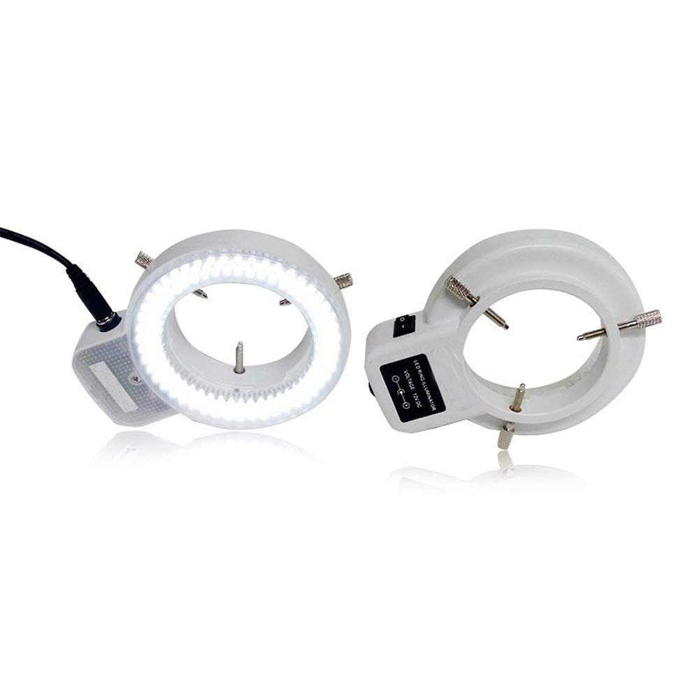 Adjustable 6500K 144 LED Ring Light Illuminator Lamp for Industry Stereo Microscope Magnifier 110V-240V Multi-Function Adapter