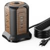 SUPERDANNY Power Strip Tower Surge Protector, 10 Ft Extension Cord with Multiple Outlets, 9 Outlets, 4 USB Ports (2 USB C), 1080 Joules, 3-Prong, Grounded, Charging Station for Home, Office, Brown view 1