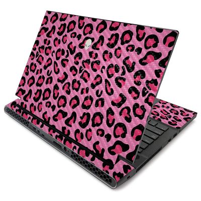 MightySkins Carbon Fiber Skin for Alienware m17 R2 (2019) - Pink Leopard | Protective, Durable Textured Carbon Fiber Finish | Easy to Apply, Remove, and Change Styles | Made in The USA