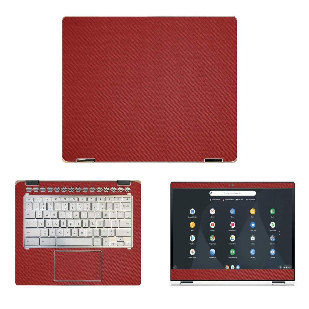 Decalrus - Protective Decal for HP Chromebook X360-14B (14" Screen) Laptop RED Carbon Fiber Skin case Cover wrap CFHPchromebookX360_14BRed