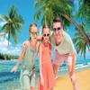 RUINI Polyester Tropical Beach Photography Backdrop Summer Palm Trees Blue Sea Sky Sunshine Luau Themed Party Decorations Banner 8x6FT view 2