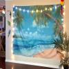 RUINI Polyester Tropical Beach Photography Backdrop Summer Palm Trees Blue Sea Sky Sunshine Luau Themed Party Decorations Banner 8x6FT view 3