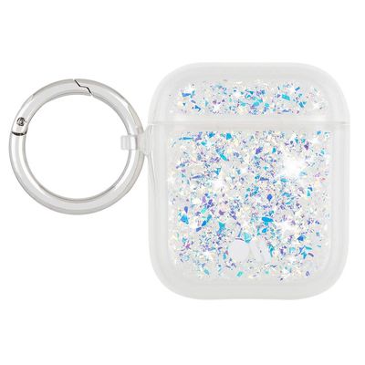 Case-Mate Protective AirPod Case Cover, Soft Silicone Cover with Keychain Ring for Men and Women, Compatible with AirPods Series 1 & 2, Front LED visible - Twinkle Stardust