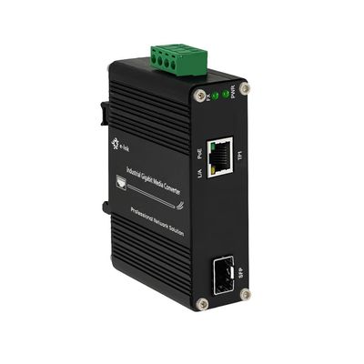 E-link Industrial Gigabit 60W PoE Media Converter Hardened Ultra PoE++ Ethernet Fiber Media Converter 100/1000Base-SX SFP Din Rail Mount Aluminum Housing -40 75 C