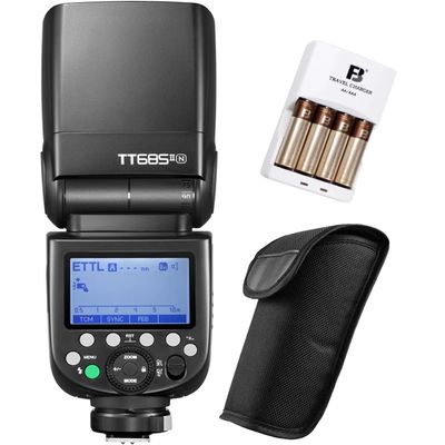 Godox TT685II-N TTL 2.4GHz GN60 High-Speed Sync 1/8000s Flash Speedlite Light with FB 4*AA Rechargeable Batteries&Charger Compatible for Nikon DSLR Cameras