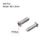 uxcell M2x8mm Phillips Screw Fastener Silver Tone 2.8mm Dia Screw Head for Laptop PC TV Fan Switch 200pcs view 2