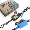 valonic Racoon - Retractable Ratchet Straps - 1300 lbs, with Protection pad and Hooks, 6 ft x 1 in, 2 Pack Black - Boat tie Down Straps view 1