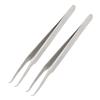 Utoolmart 51-SA Precision Stainless Steel Micro-magnetic Curved Pointed Tip Tweezer Silver Tone with Card Bag 2 pcs view 1
