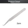 Utoolmart 51-SA Precision Stainless Steel Micro-magnetic Curved Pointed Tip Tweezer Silver Tone with Card Bag 2 pcs view 4