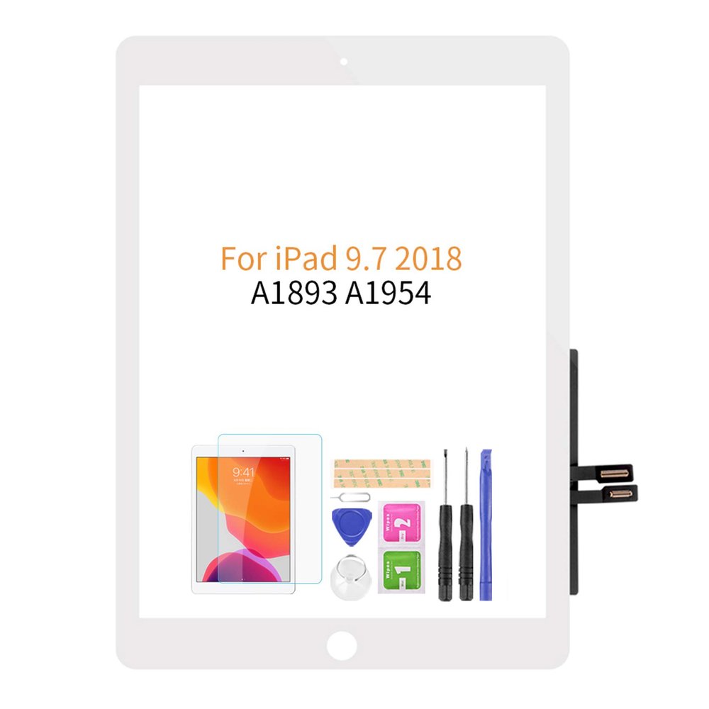 A-MIND for IPad 9.7" 2018 /iPad 6 6th Gen A1893 A1954 Touch Screen Replacement Parts,(NO LCD,NO Home Button) with Screen Protector+Repair Tools(White)