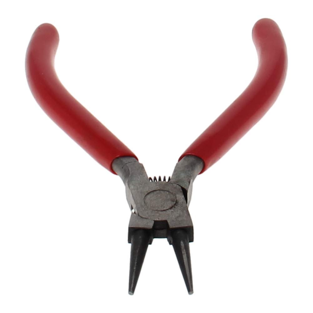 Utoolmart Long Round Nose Pliers with Red PVC Handle End, Forged from 55 Steel, Nickel Plating 1Pcs