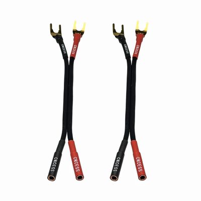 CNCESS CESS-079 Banana Plug to Spade Plug Adapter Cable, Female Banana Jack to Large Spade, 12 AWG Tinned Copper Wire, 6-Inch Length (Large Spade)