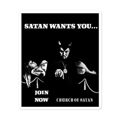 Baphomet X Anton LaVey Satan Wants You Sticker