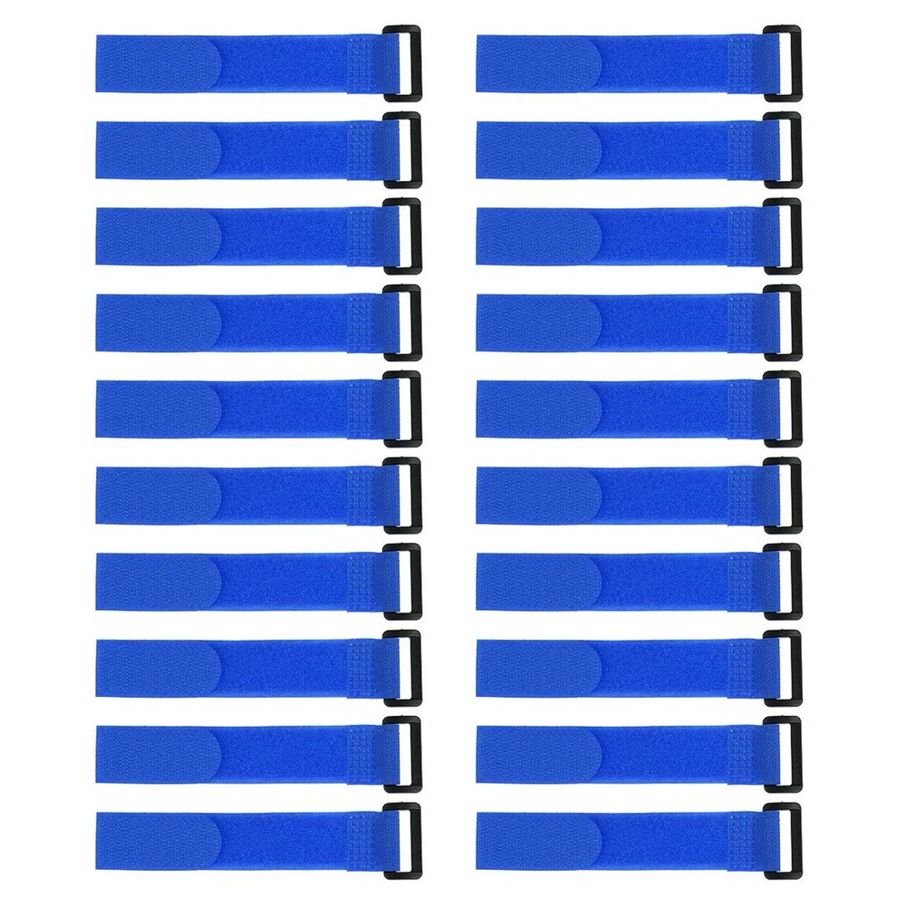 uxcell 20pcs Hook and Loop Straps, 1-inch x 8-inch Securing Straps Reusable Fastening Cable Tie (Blue)