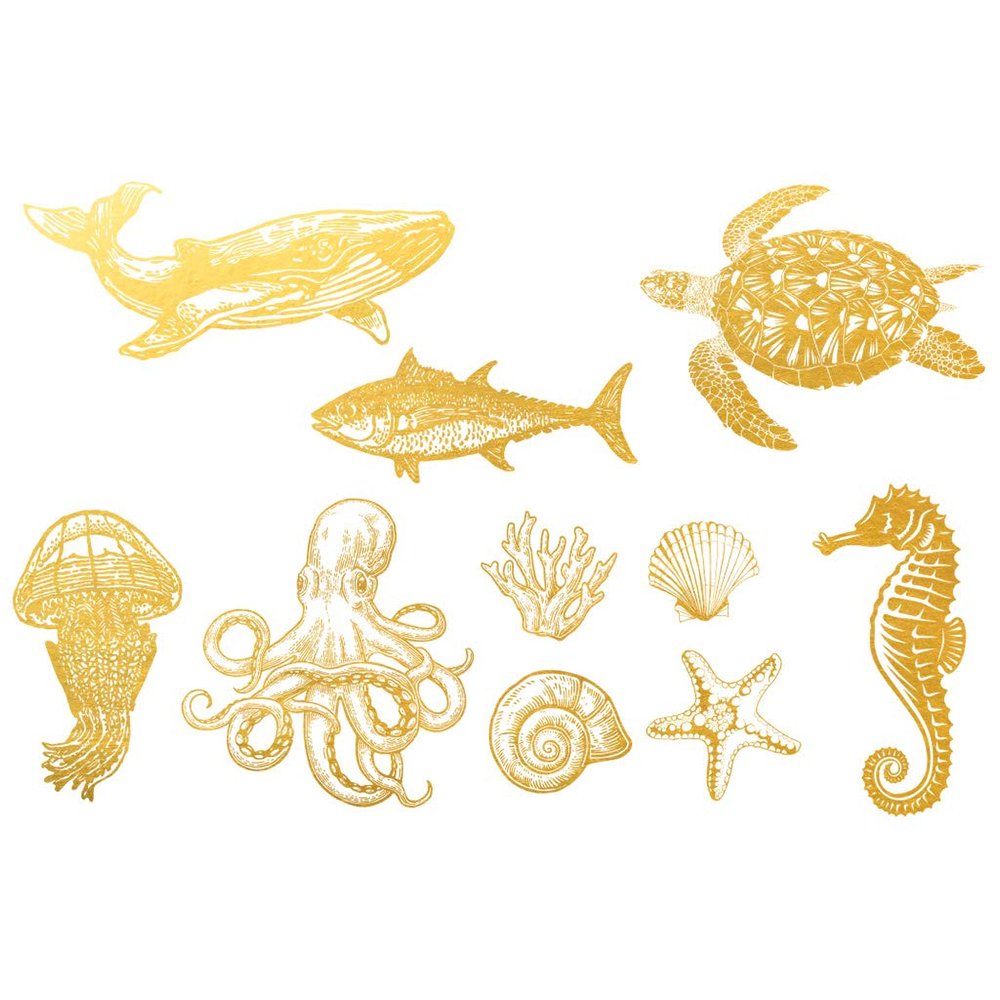 Ceramic Decals - Overglaze Gold - Enamel Decal - Waterslide Decal Ocean Creature
