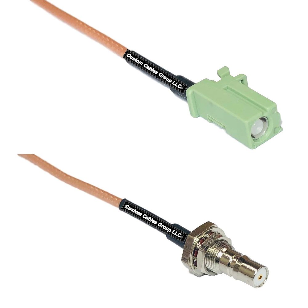 1 feet RG316 Avic Green Pioneer Jack to QMA Female Bulkhead RF Pigtail Coaxial Cable