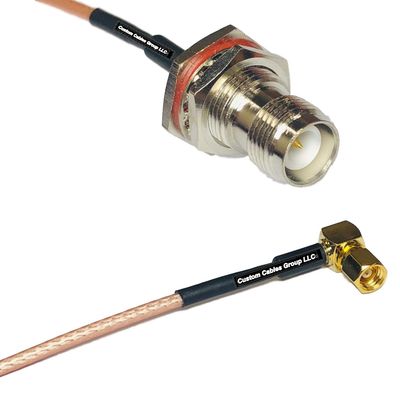 0.5 feet RG316 RP-TNC Female Bulkhead to SMC Female Angle RF Pigtail Coaxial Cable
