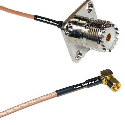 3 feet RG316 UHF Female Flange to SMC Female Angle RF Pigtail Coaxial Cable