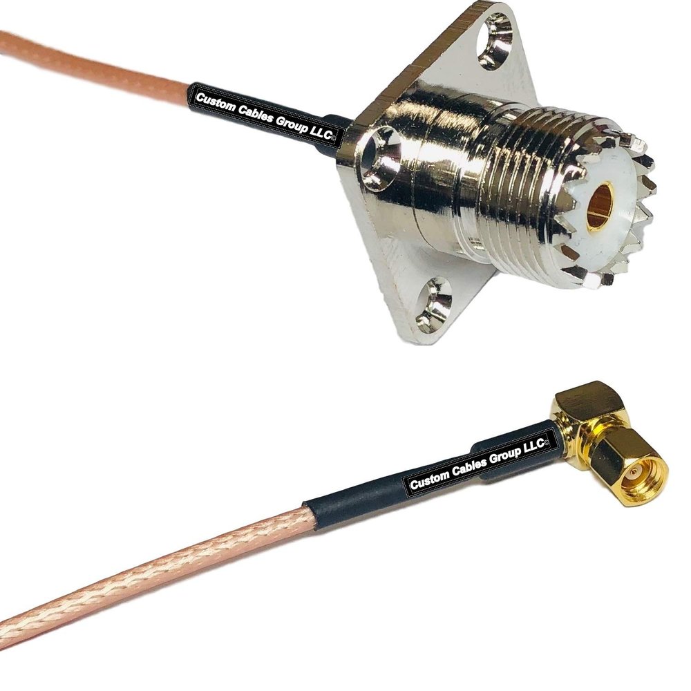 3 feet RG316 UHF Female Flange to SMC Female Angle RF Pigtail Coaxial Cable