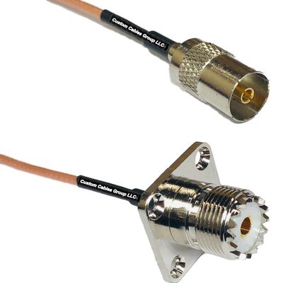 0.5 feet RG316 DVB TV Pal Female to UHF Female Flange RF Pigtail Coaxial Cable