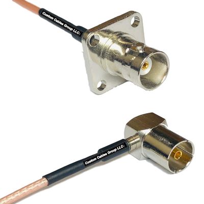 0.5 feet RG316 BNC Flange Female to DVB Pal Female Angle RF Pigtail Coaxial Cable