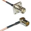 0.5 feet RG316 BNC Flange Female to DVB Pal Female Angle RF Pigtail Coaxial Cable view 1