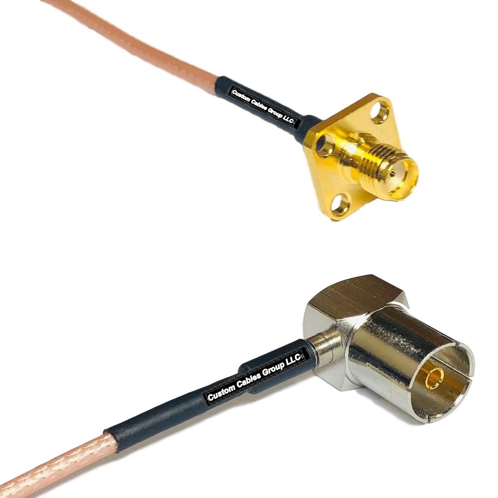 0.5 feet RG316 SMA Female Flange to DVB Pal Female Angle RF Pigtail Coaxial Cable