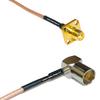 0.5 feet RG316 SMA Female Flange to DVB Pal Female Angle RF Pigtail Coaxial Cable view 1