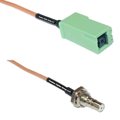 0.5 feet RG316 GT5-1S Green to QMA Female Bulkhead RF Pigtail Coaxial Cable