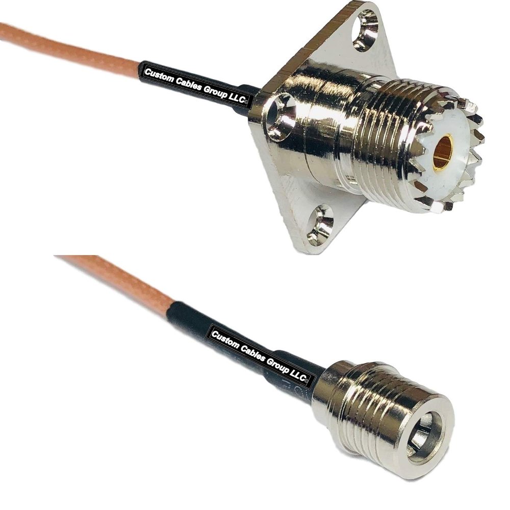 0.5 feet RG316 UHF Female Flange to QMA Male RF Pigtail Coaxial Cable