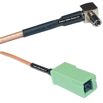 0.5 feet RG316 TS9 Angle Male to GT5-1S Green RF Pigtail Coaxial Cable