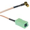 0.5 feet RG316 SMC Female Angle to GT5-1S Green RF Pigtail Coaxial Cable view 1