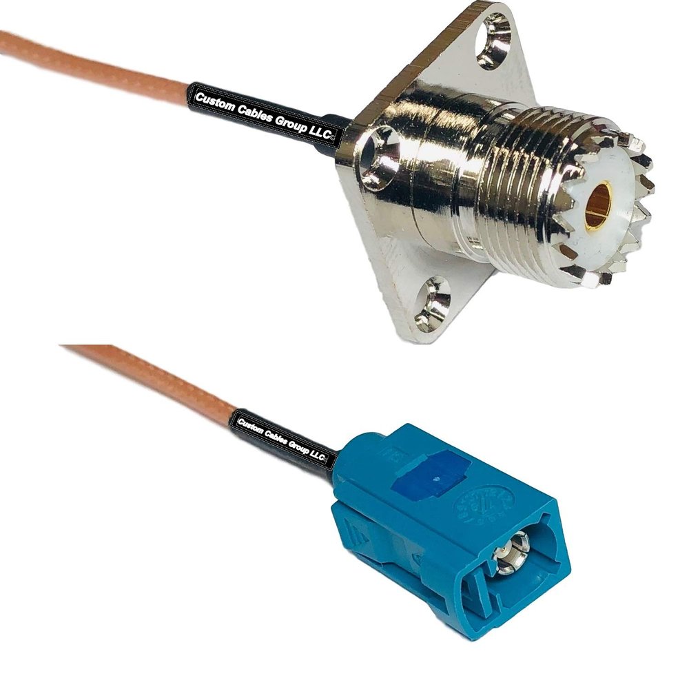 0.5 feet RG316 UHF Female Flange to Fakra Z Female RF Pigtail Coaxial Cable