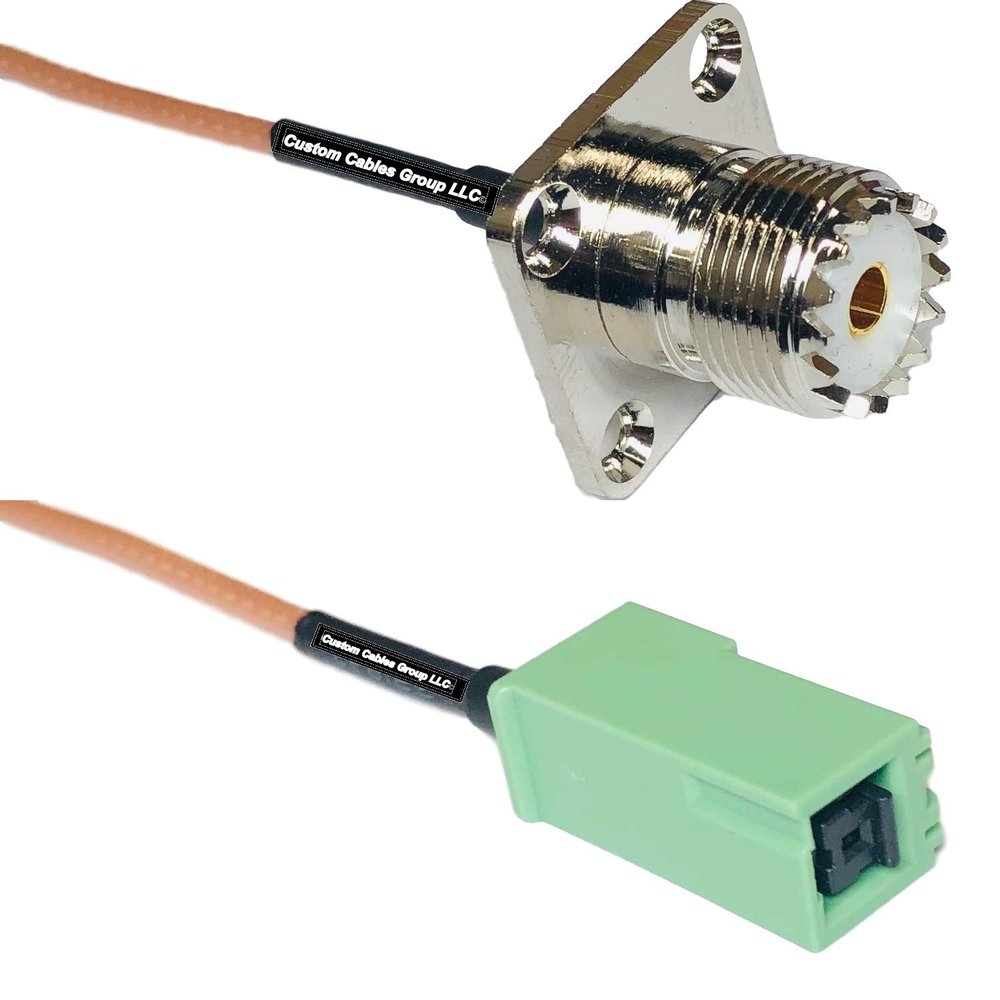 0.5 feet RG316 UHF Female Flange to GT5-1S Green RF Pigtail Coaxial Cable
