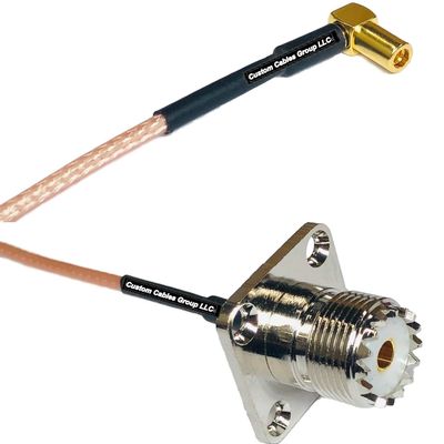 0.5 feet RG316 SSMB Angle Female to UHF Female Flange RF Pigtail Coaxial Cable