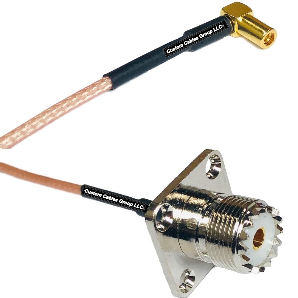 0.5 feet RG316 SSMB Angle Female to UHF Female Flange RF Pigtail Coaxial Cable
