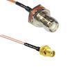 0.5 feet RG316 RP-TNC Female Bulkhead to SSMA Female RF Pigtail Coaxial Cable view 1