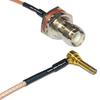 0.5 feet RG316 RP-TNC Female Bulkhead to MS156 Male Angle Long RF Pigtail Coaxial Cable view 1