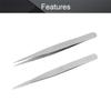 Utoolmart 00-SA Precision Stainless Steel Micro-magnetic Pointed Tip Tweezer Silver Tone with Card Bag 2 pcs view 3