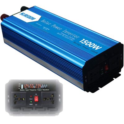 1500 Watt Car Power Inverter Dual AC Outlets 12V DC to 110V/240V AC Modified Sine Wave Inverter 12V DC to AC Power, 3000W Surge Peak Power,Car Power Charger Inverter with Battery Clips ,12Vto110V