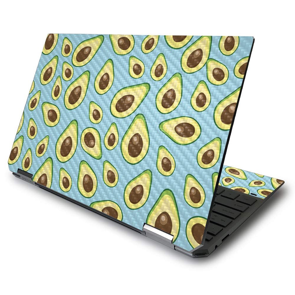MightySkins Carbon Fiber Skin for HP Spectre x360 13.3" Gem-Cut (2020) - Blue Avocados | Protective, Durable Textured Carbon Fiber Finish | Easy to Apply, Remove, and Change Styles | Made in The USA