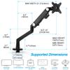AVLT Single 13"-38" Monitor Arm Desk Mount fits One Flat/Curved/Ultrawide Screens Full Motion Height Swivel Tilt Rotation Adjustable - VESA/C-Clamp/Cable Management - Black view 2