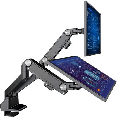 AVLT Dual Monitor Arm 17"-35" | Full Motion Desk Mount for 2 Flat/Curved Screens | Height Adjustable Swivel Tilt Rotation | Heavy-Duty VESA Mount with C-Clamp/Grommet & Cable Management  Black