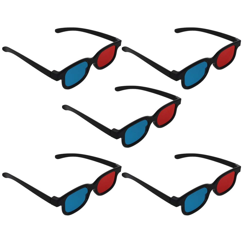 Othmro 5Pcs 3D Style Glasses Durable 3D Viewing Glasses 3D Movie Game Glasses Red-Blue 3D Glasses Plastic Frame Black Resin Lens for 3D TV Cinema Films DVD Viewing Home Movies