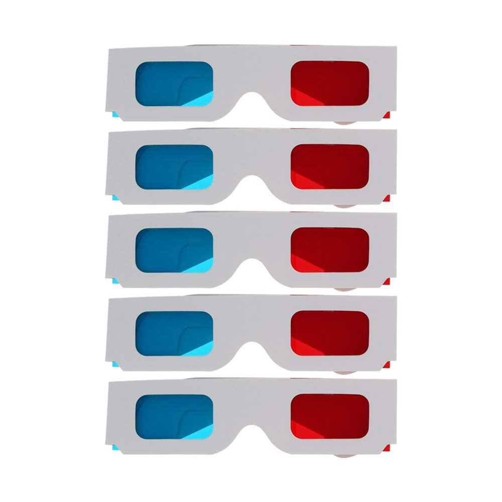 Othmro 5Pcs Durable 3D Style Glasses 3D Viewing Glasses 3D Movie Game Glasses Red-Blue 3D Glasses Carboard Frame White Resin Lens for 3D TV Cinema Films DVD Viewing Home Movies